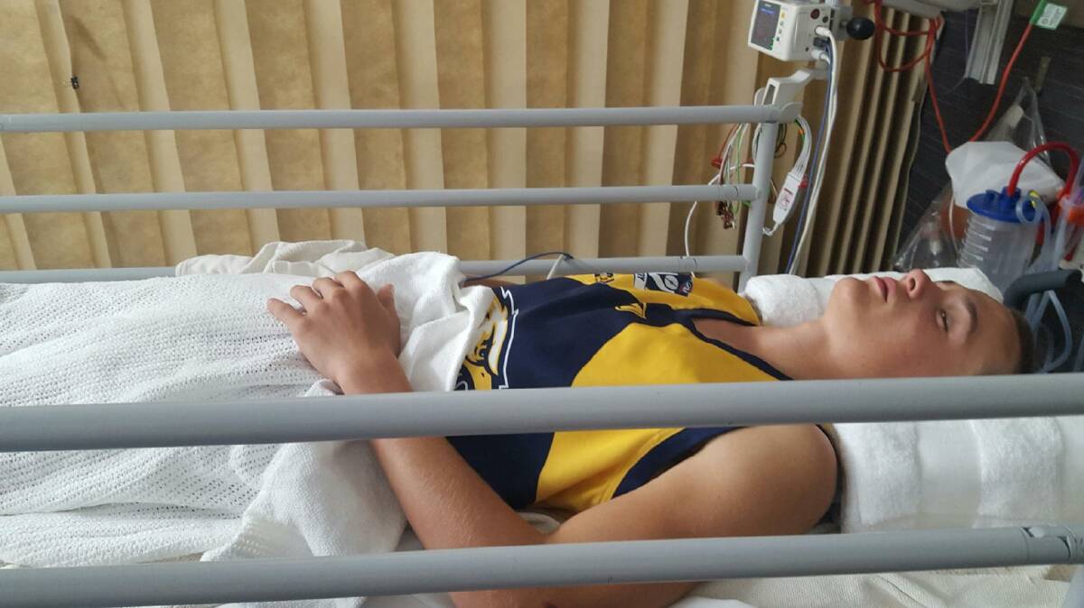 Corey Garner, 14, suffered suspected spinal injuries during a football match for Echuca United on Saturday. His family is concerned after he was discharged from hospital eight hours after the incident.
