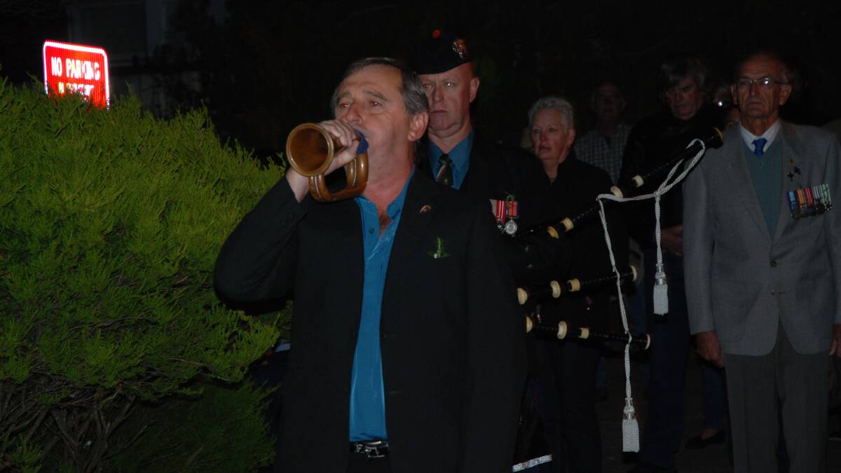 Murray Hovey plays at Tenterfield's dawn service at Memorial Hall.