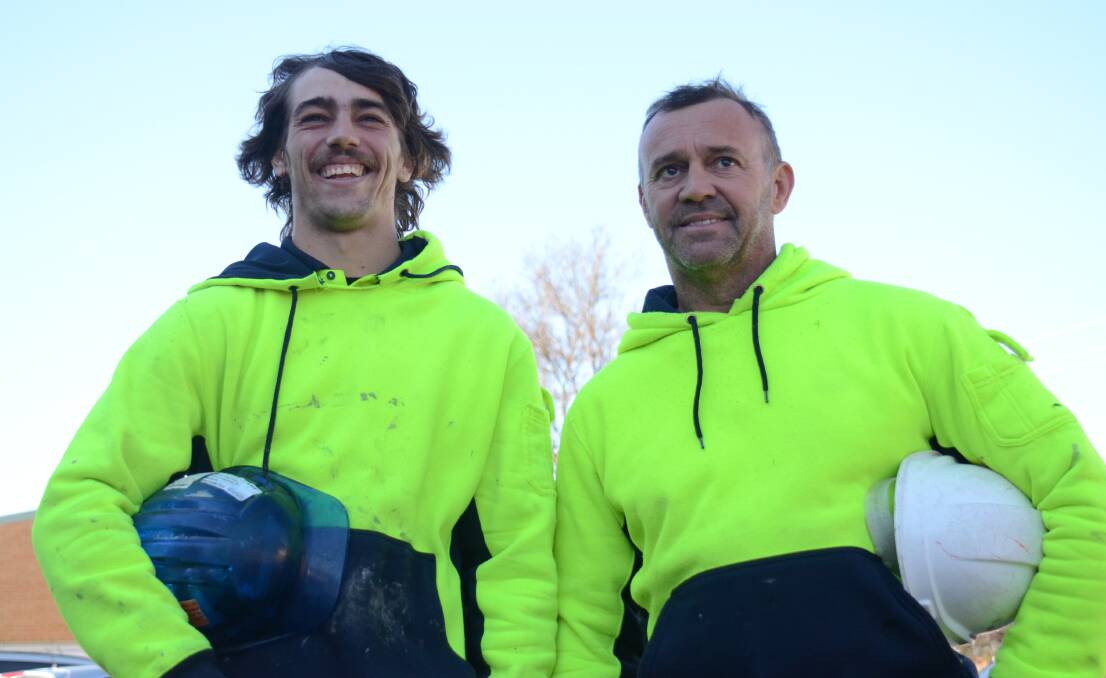 EVERYDAY HEROES: Rhys Pateman and his dad Scott had to run for their lives while trying to rescue two women during a dramatic double rollover on Monday. Photo: Rachel Baxter.