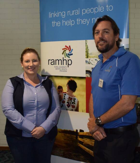 Rural Adversity Mental Health Program coordinators Stacey Doosey and Steve Carrigg conducted Friday's business breakfast and community sessions at the RSL Pavilion and in Drake, discussing signs of mental stress and what to do.