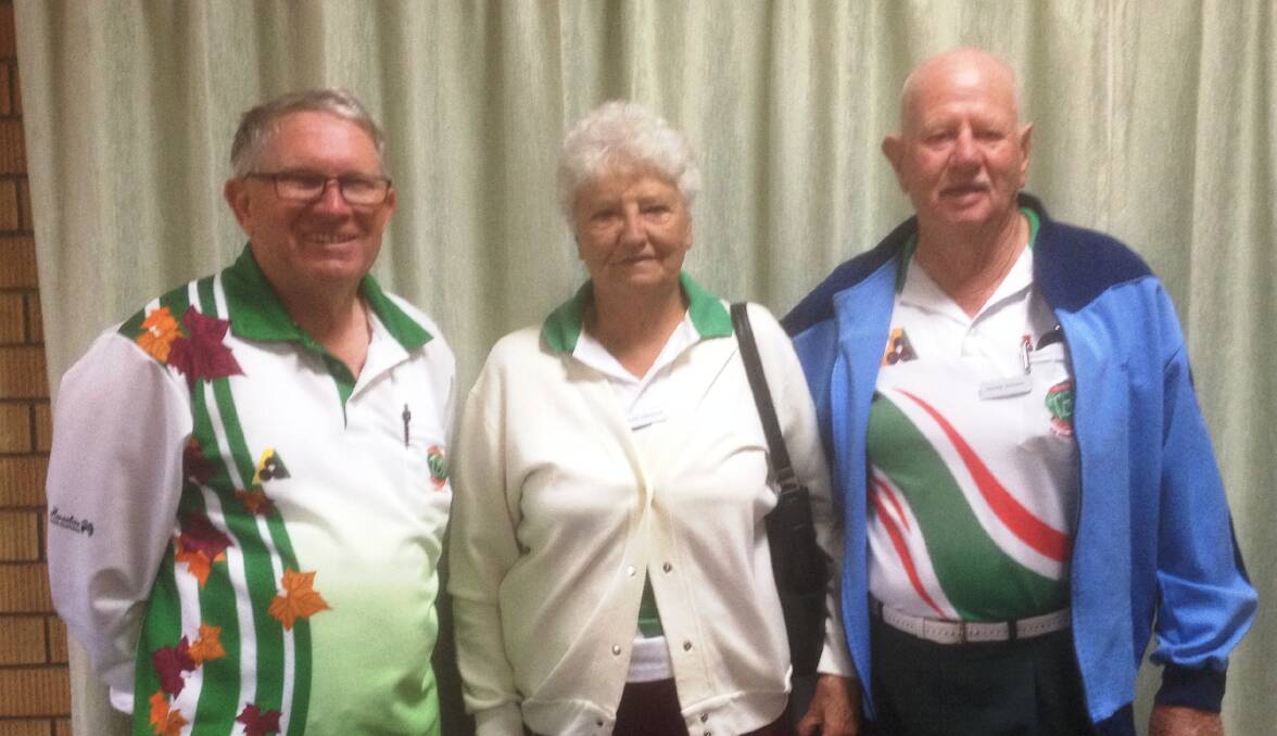 WINNING TRIO: Neville Richardson and Daphne and Graham Kirkman contested the Turkey Triples at The Summit on Tuesday, and came away with a narrow win.