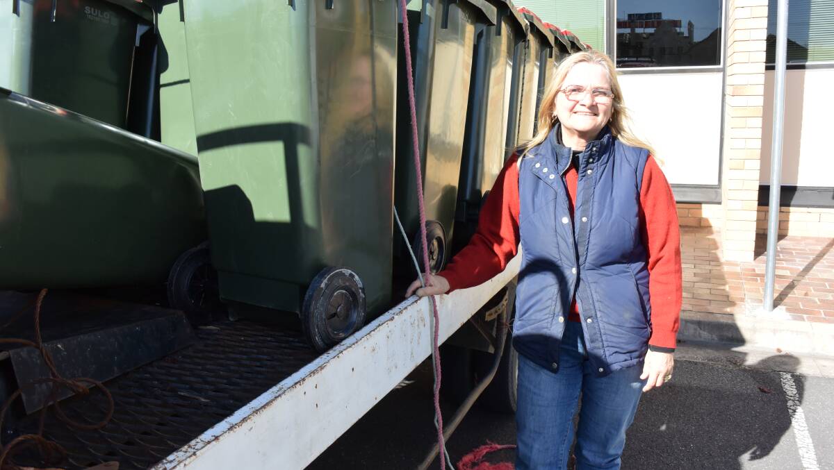 Cheryl Jaques headed the crew that returned 70 wheelie bins to council from the Legume and Liston areas.