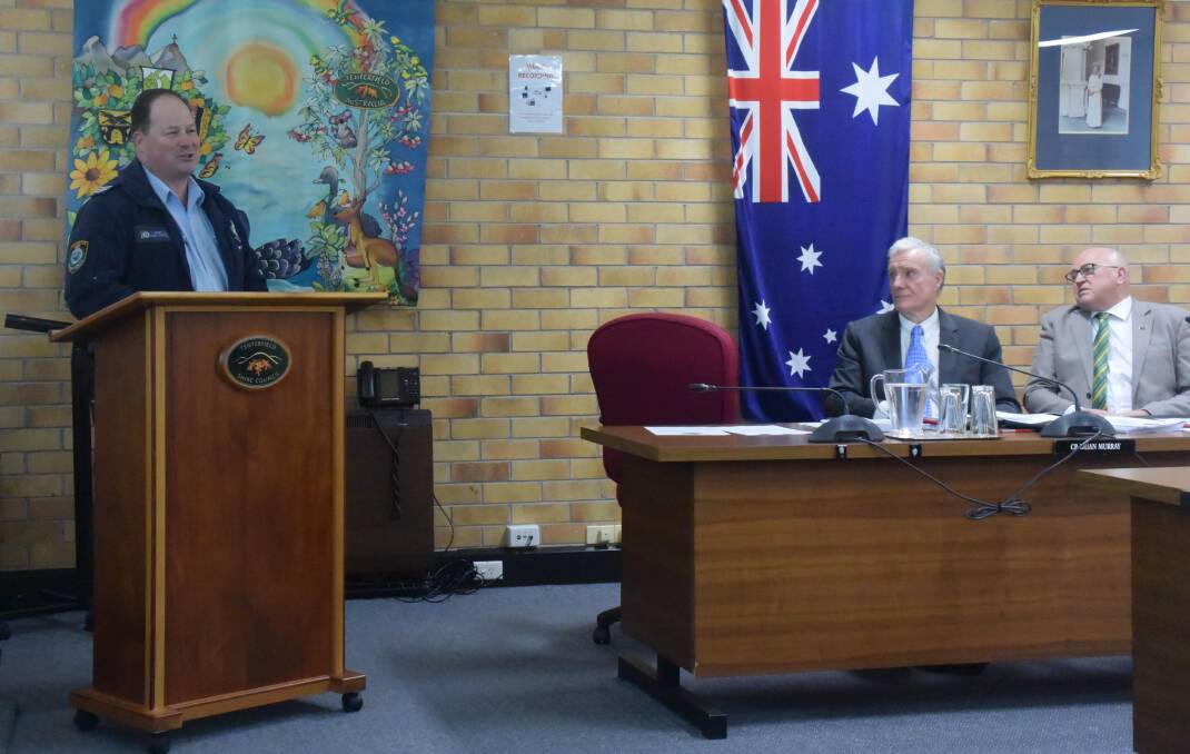 Tenterfield's new police sergeant James Boaden addressed councillors at the August meeting.