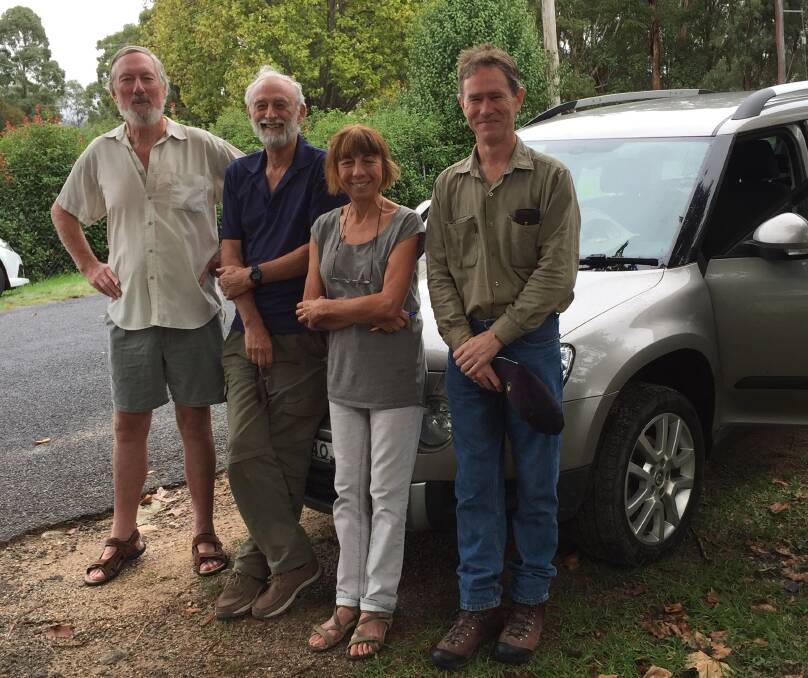 Heading home after a wet but fruitful weekend of birdwatching were (from left) Geoff Clancy, Richard Jordan and Roz Hemsley of BirdLife Northern NSW, with Tenterfield Naturalist and guide Neil Fordyce.