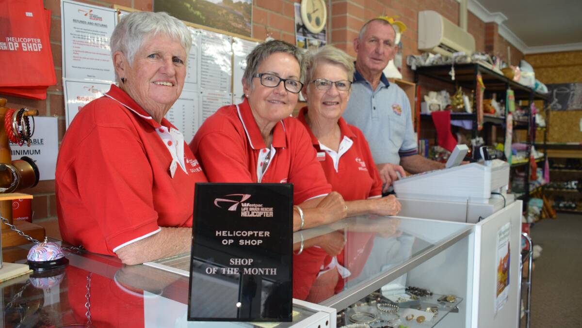 Op shop volunteers Sandra Davies, Ronnie Foster, Margaret Cooper and Dodge Landers are chuffed by the win.