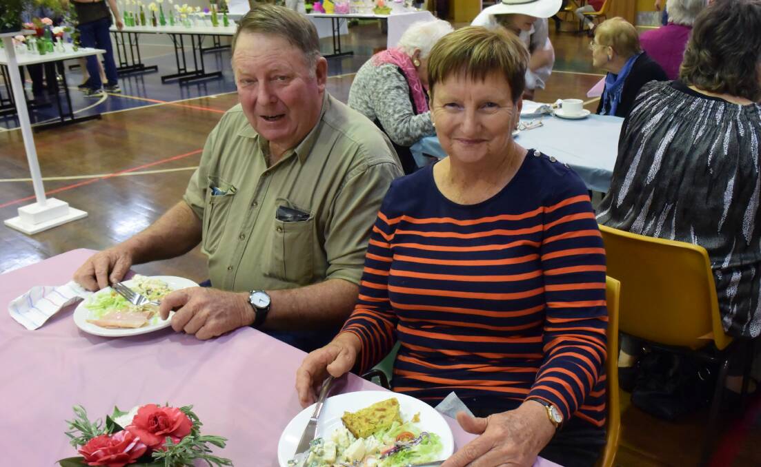 FLOWERY MEAL: Bruce and Helen Petrie were happy to partake of the catered lunch at Saturday's Spring Flower Show.