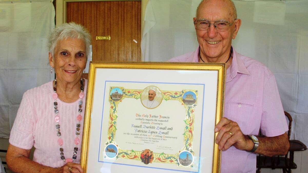 The Apostolic Blessing from Pope Francis touched Russell and Patricia Small in recognition their 60th wedding anniversary.
 