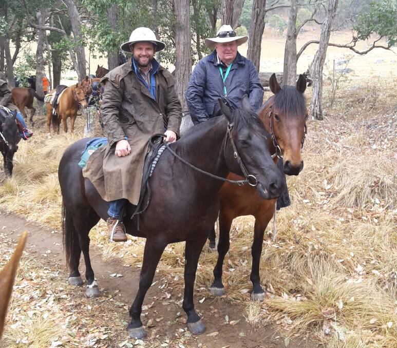 Scott Petrie and dad Bruce were among the 38-strong contingent in this year's show trail ride. Photo by Pam O'Neill.