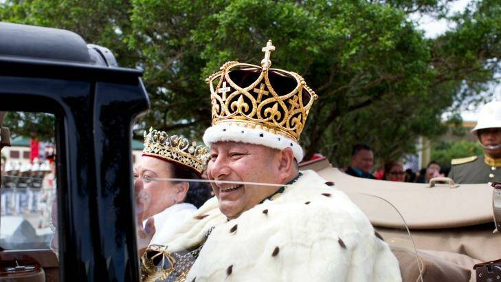 King Tupou VI leaves the coronation. Photo: Edwina Pickles