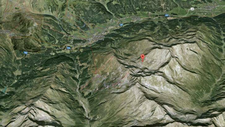 The Australians were snowboarding in this area of Landeck, Tyrol when the avalanche occurred. Photo: Google Maps