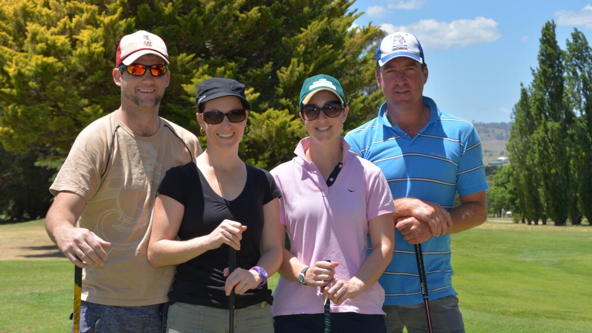 PLAYING FOR CHARITY: Dewayne Wells, Emma Gianoli, Sally Barton and Terry Butler at the charity golf day.