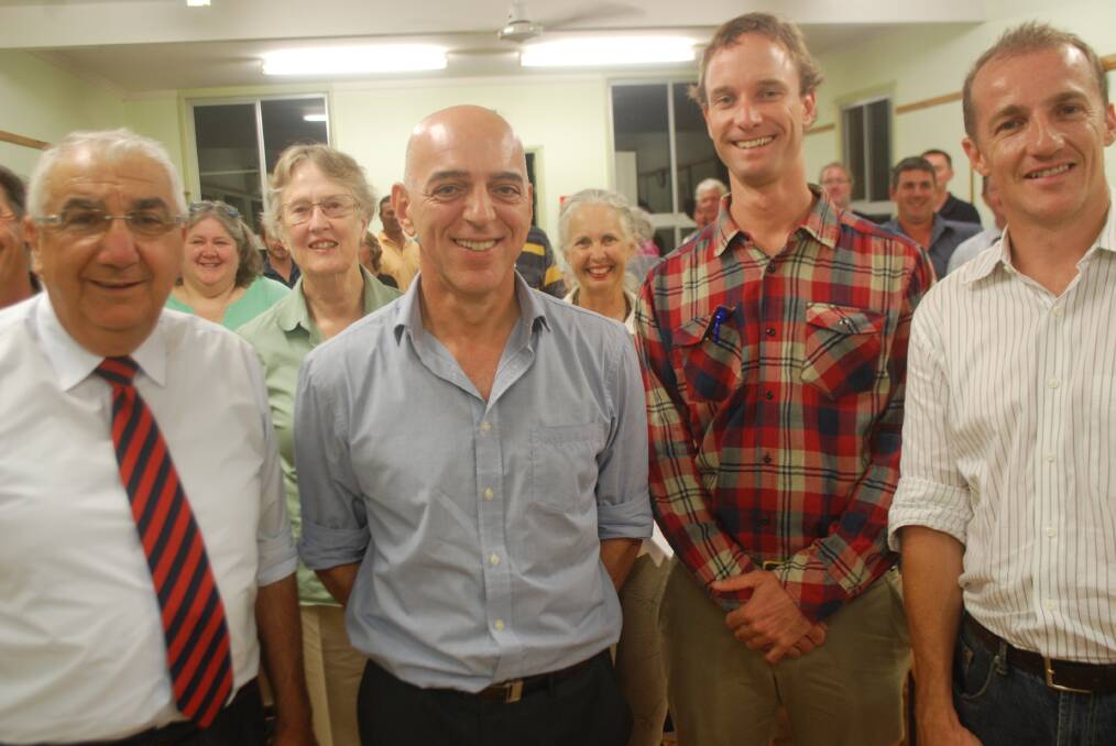 CANDIDATES: Thomas George, Gianpiero Battista, Adam Guise and Isaac Smith joined Mingoola and Tenterfield residents for a round of discussion sessions.
