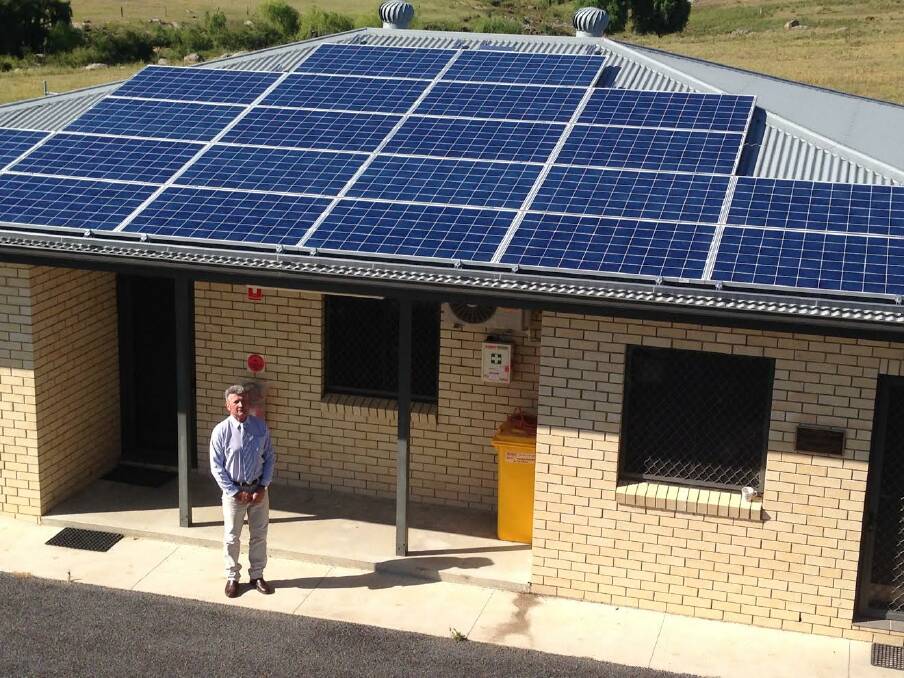SAVINGS: Tenterfield Shire mayor Peter Petty showcases the new solar energy system.
