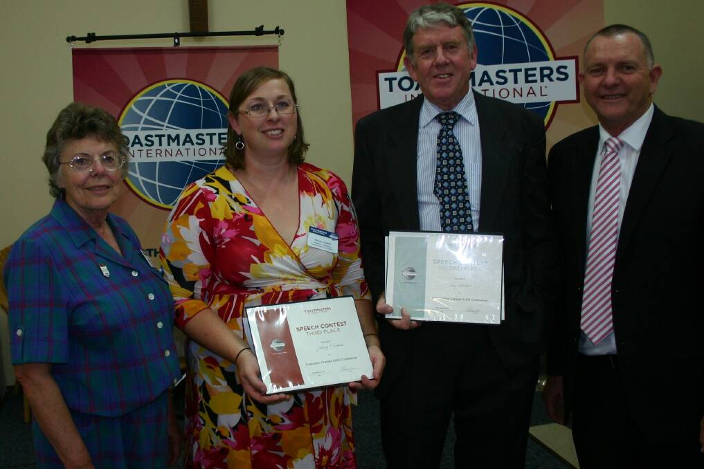 TALKATIVE: Toastmasters Susan Butterfield, Stacey Nugent, Tony Hassall and Northern Division Governor John Taylor.