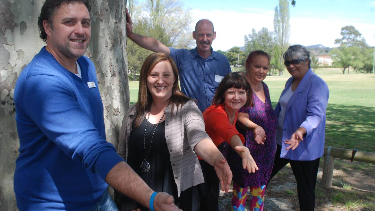 Aaron Jackson from the Tenterfield Benevolent Society, student support officer Roberta Koch from Tenterfield High School, Gail Galloway from the Community Hub, Andrew Daley from Hunter New England Mental Health and Cheryl and Helen Duroux from Moombahlene Local Aboriginal Land Council. 