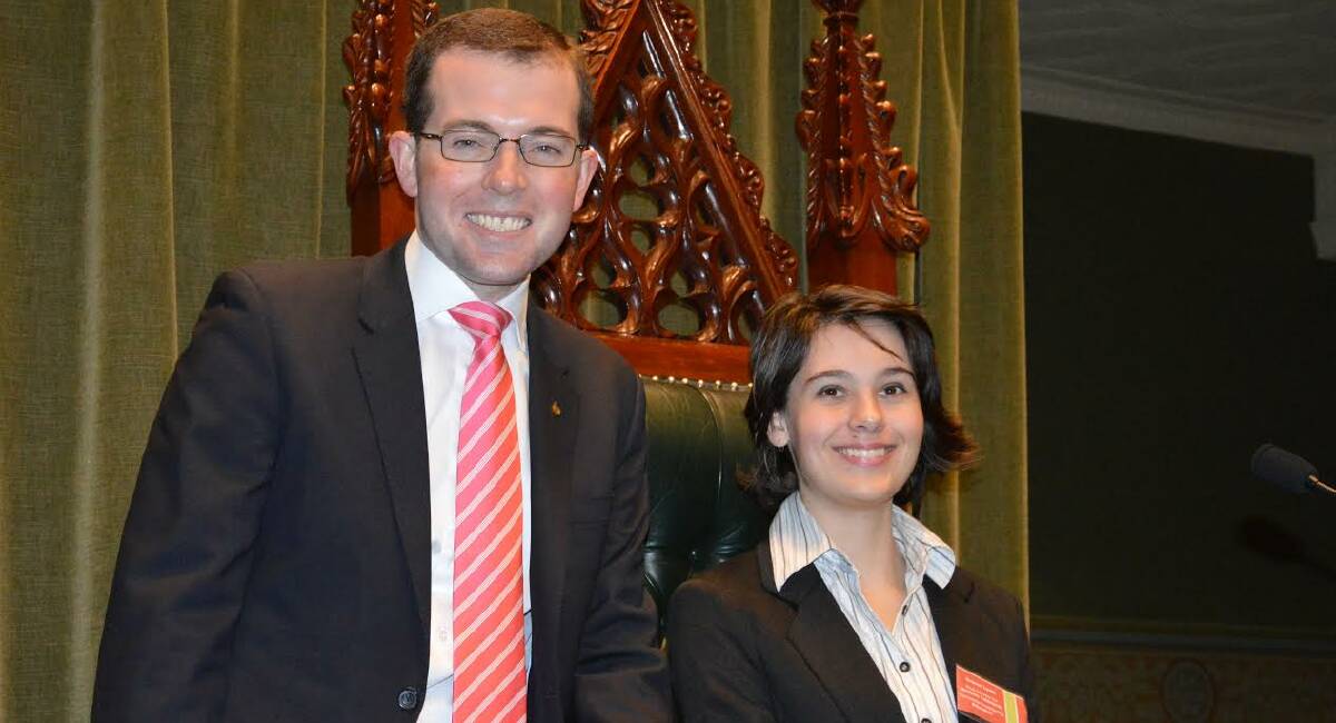 Youth parliamentarian Joanna lusty with MP Adam Marshall.
