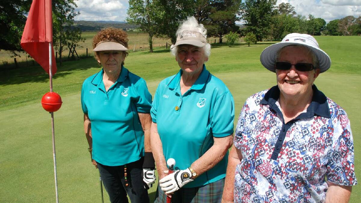ON PAR: Noela Edmonds, Thelma Whitley and Pat Whalan play the game, chasing the perfect shot with a few laughs tossed in.