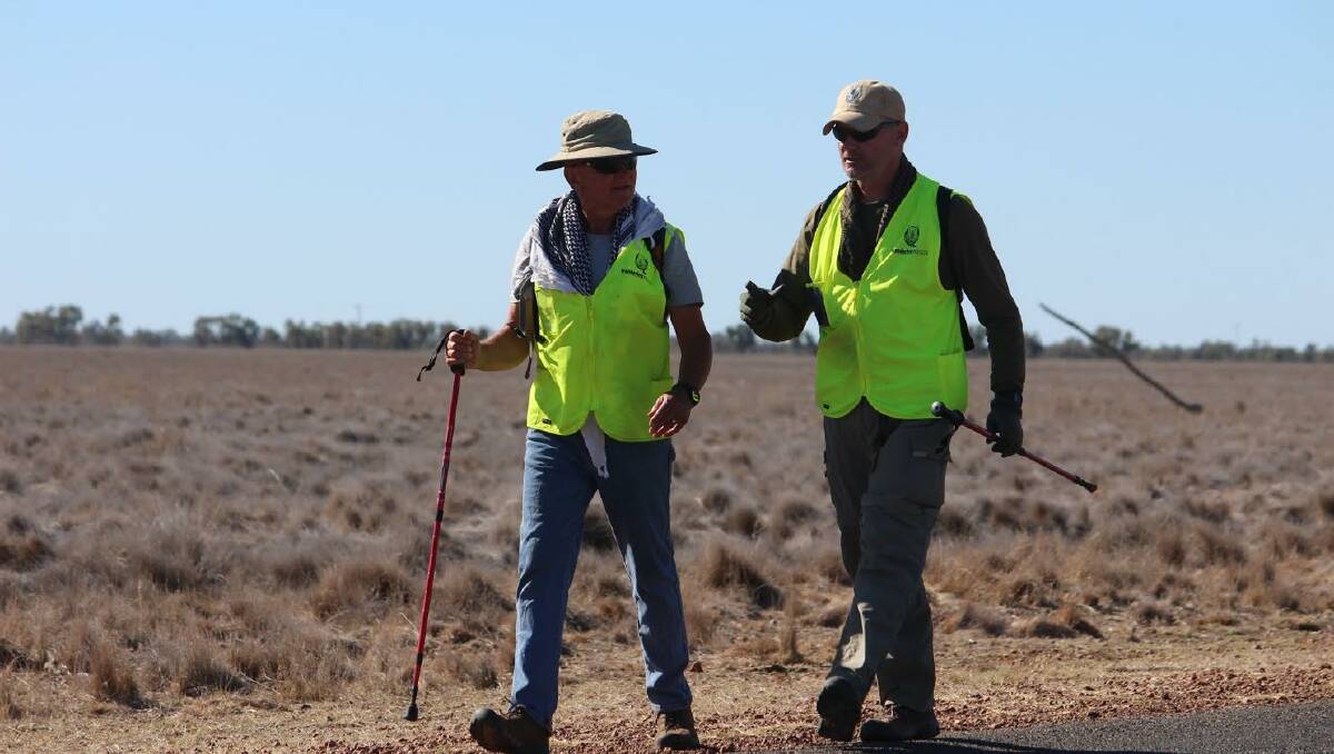 Wandering Warriors CEO Audie Moldre with COO Mick Donaldson during last years walk.