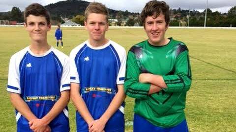 Josh Gower, Dylan Turner and Caleb Hutchings have been selected for a Football Stanthorpe representative side. Photo by Allana Clancy.