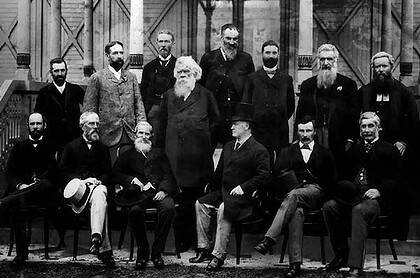 Sir Henry Parkes (pictured centre) in 1890 with the men who started the federation ball rolling. photo courtesy of the Sydney Morning Herald.