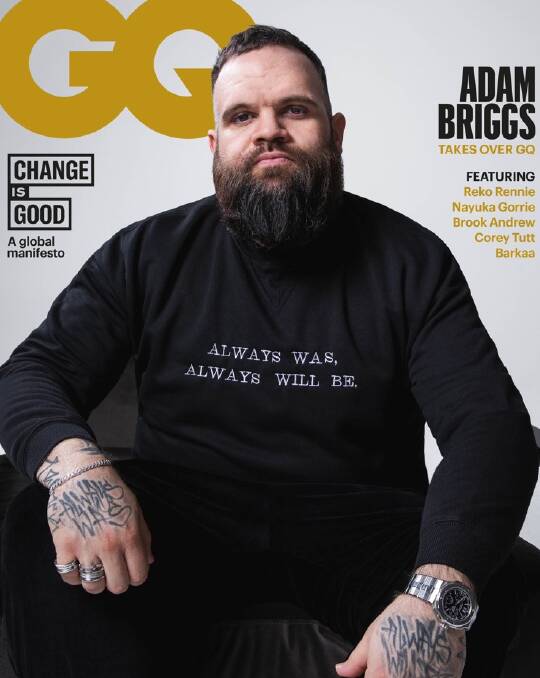 Rapper Adam Briggs wearing one of Indya Hayes's embroidered tops on the front cover of GQ magazine. Picture supplied