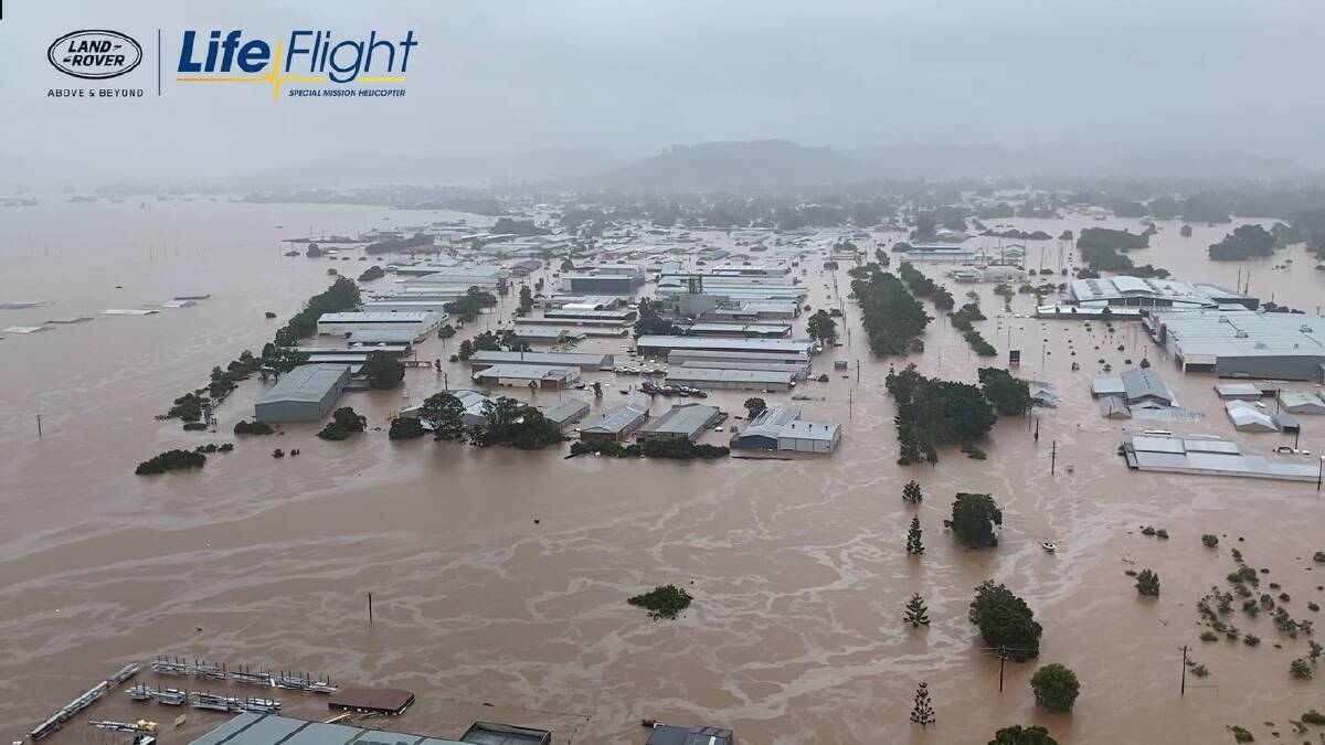 Flooding on February 28 inundated South Lismore. Picture: Life Flight