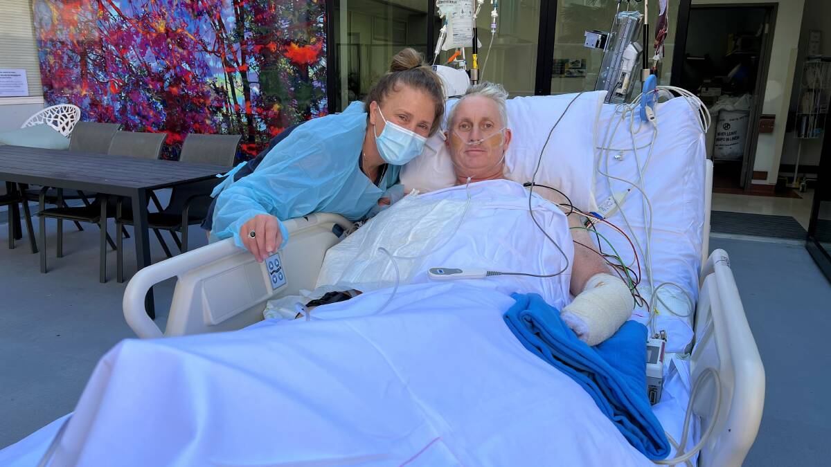Mr Bonfield and his wife one month after the crash. Picture supplied. 