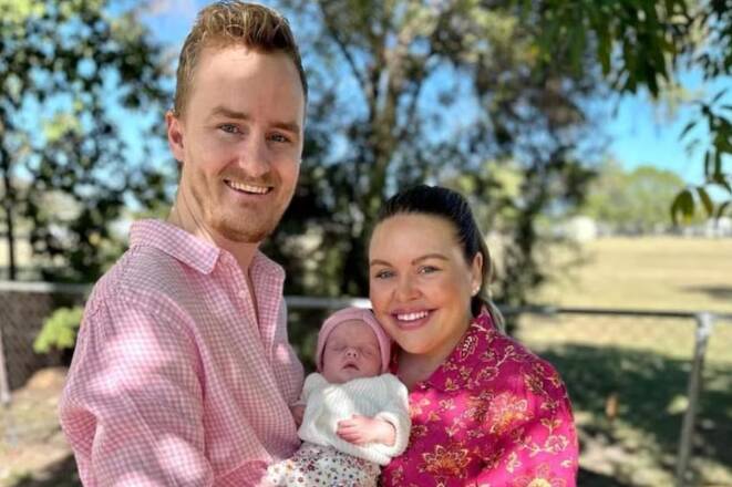 Matthew Cox with Tayla Cox and their baby daughter. Picture via Facebook
