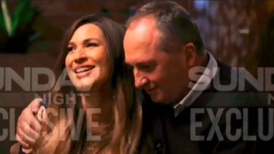 A still from Sunday night's television interview with Vikki Campion and Barnaby Joyce (Picture - Sunday Night) 