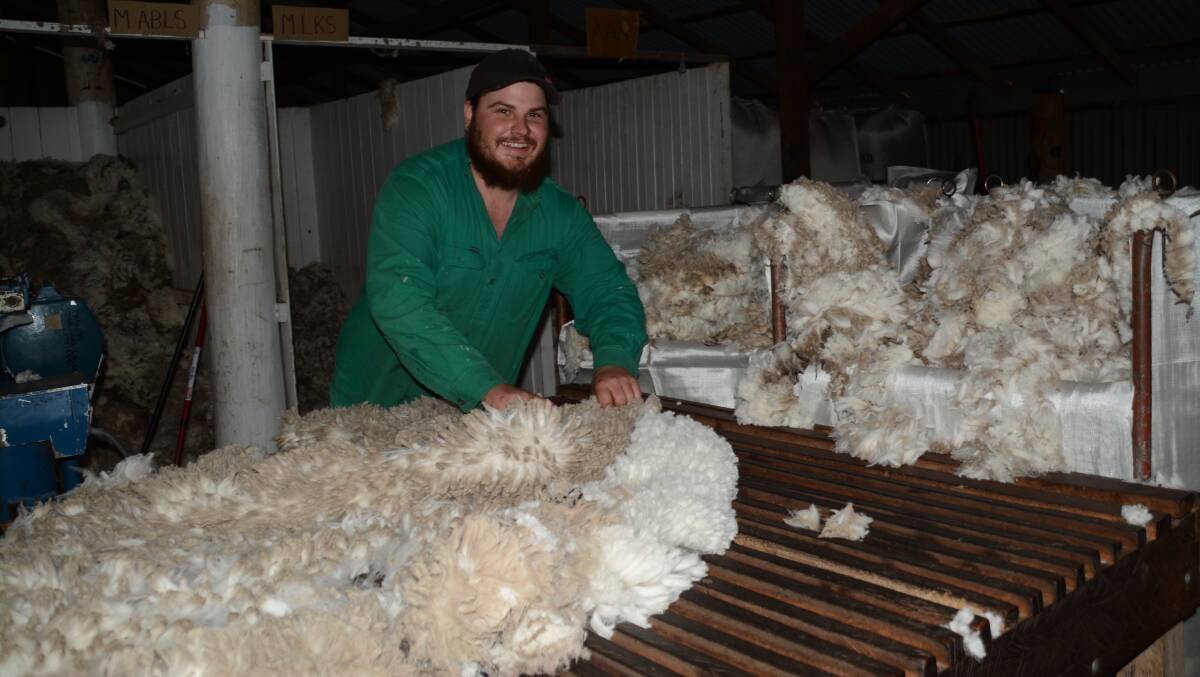 Fleece preparation: Felix Guy skirting at the Blink Bonnie shed at Wollun last week. Photos: Stephanie van Eyk.