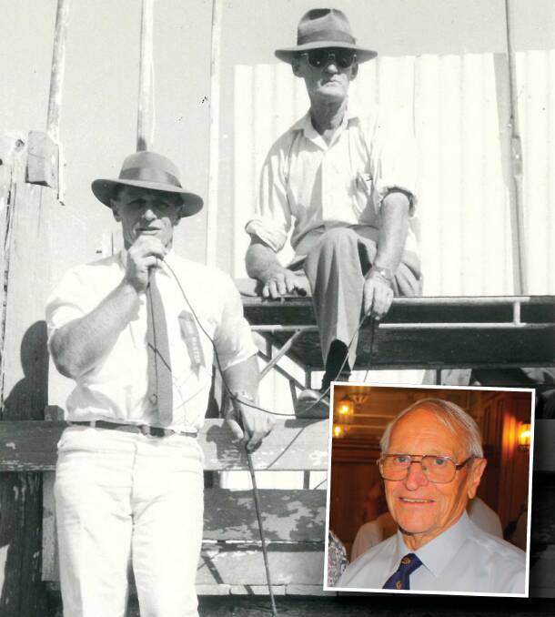 Main image is of Rodger Alden officially opening a Bourke Show in the 1960s while the insert is Rodger at a Sydney reunion of former AML & F staff in 2013.
