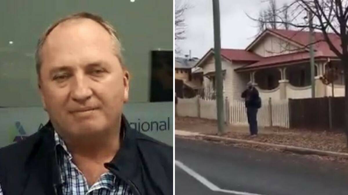 ARMIDALE ALTERCATION:  Barnaby Joyce filmed and questioned photographer Guy Finlay outside an Armidale church this morning. Photo: FILE/TWITTER.
