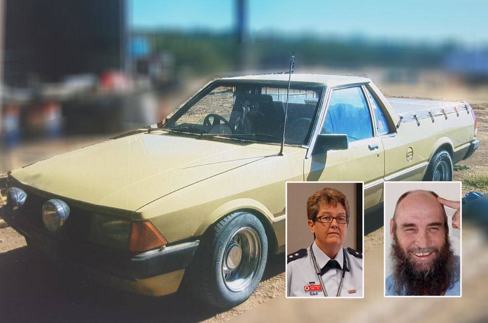 Vital clues: The 1980 model XD Ford Falcon ute police believe was involved in the killing of Darren Willis, inset right. Also inset: Detective Inspector Ann Joy. Photos: NSW Police, Steve Green