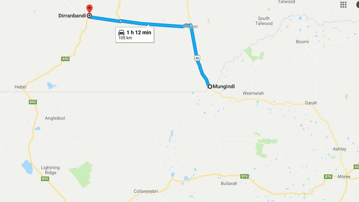 Massive operation: Officers chased the men from Mungindi to Collarenbri to Angledool and into Dirranbandi in Queensland. Photo: Google images