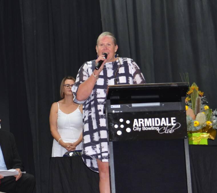 Mrs Scholes-Robertson addresses the audience on in Armidale on Australia Day 