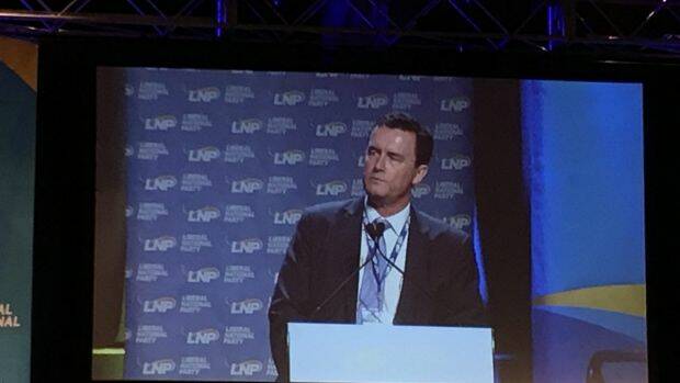 LNP state president Gary Spence address the convention in Brisbane. Photo: Felicity Caldwell

