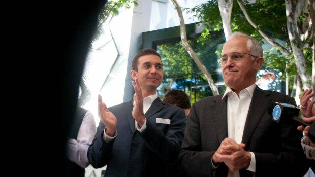 Liberal MP Trevor Evans with Prime Minister Malcolm Turnbull. Photo: Robert Shakespeare
