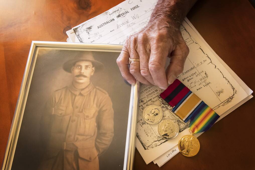 Lost but never forgotten: The family and the War Memorial are still searching for Private Irwin's original medals, which went missing from the Walhollow School when principal Mr Caldwell left in 1932.