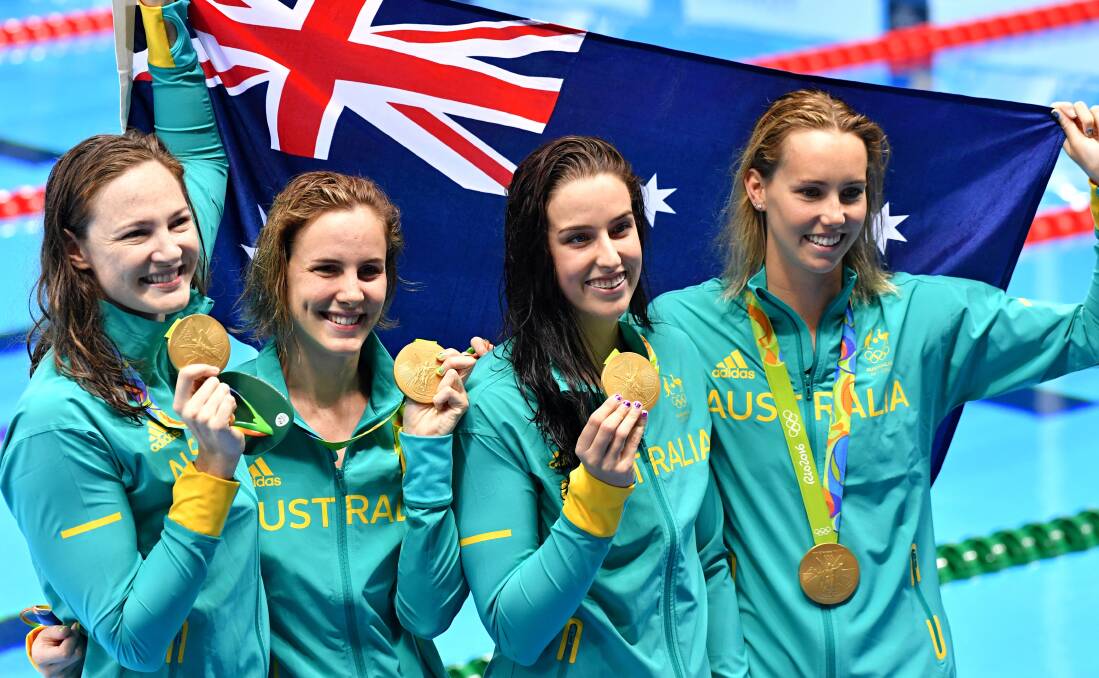 Australia's gold medal winning relay swimmers.