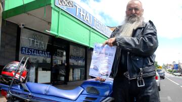 Wayne Lusty in 2015 preparing for that years Toy Run, encouraging people to support the initiative. Picture: File