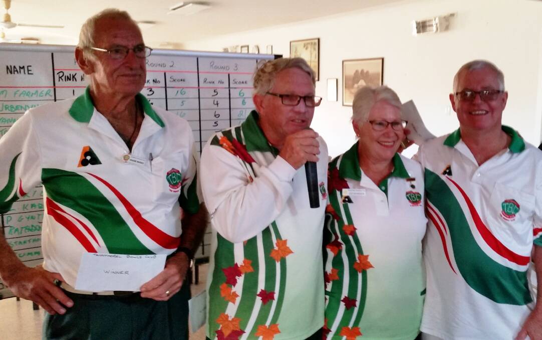 Graeme Warner, Neville Richardson, Judy Richardson and Rob Alcock after winning the Tannymorel Open Fours Carnival.