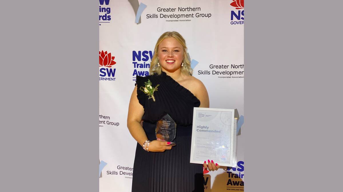 LEARNING: Allie Hill received a highly commended award for school-based trainee of the year at the NSW Training Awards. Picture: Supplied