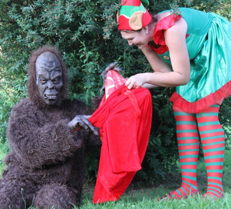The Woodenbong Yowie and Christmas Elf are colluding for a fun market this Saturday at Woodenbong. Photo by Joyce Marsh.