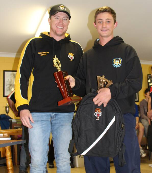 UNDER 16: Brendan Minns with Fraser Saccon, who was named most valuable player for the Under 16s.