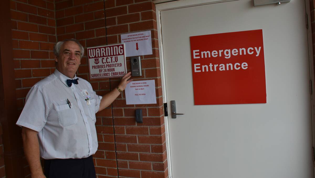 Tenterfield Hospital manager Tony Roberts at the temporary Emergency Department entrance which will allow the old ED to be gutted and upgraded.