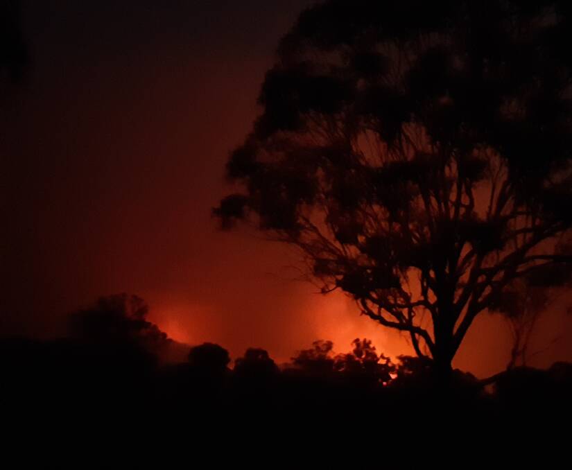 This was the view from Tracey Morton's Geyers Road verandah on Sunday night, looking north to the area bounded by Ram Swamp and Gosling Swamp Creeks.