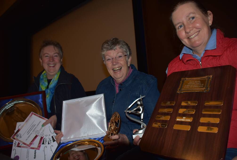 Tenterfield Eisteddfod committee members Rush Offer (secretary), Christine Denis (president) and Kerri Swain (vice-president) are busy polishing up the trophies with the Tenterfield Eisteddfod 2019 taking to the stage of the Tenterfield School of Arts Theatre from Monday.