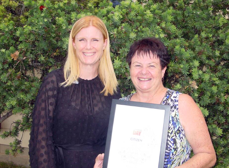 Australia Day ambassador Carolyn Townsend with Woodenbong Australia Day Citizen of the Year 2018 Lynnette Parker . Photo by Joyce Marsh.