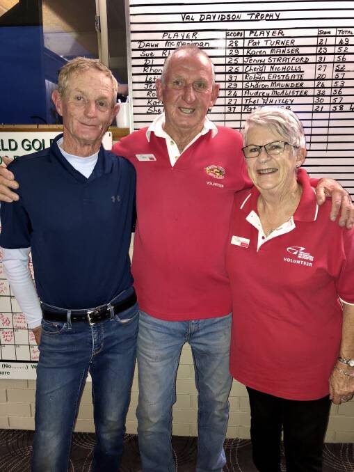 Michael Townes, John 'Dodge' Landers and Margaret Cooper at the charity golf day.