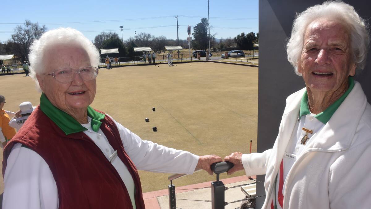 Joy Bailey and Joyce Petrie are among the older lady bowlers still involved with the club.